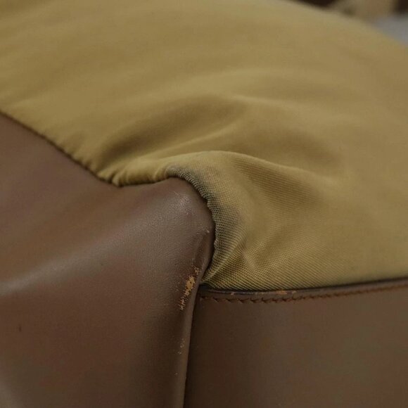 PRADA Shoulder Bag Nylon Leather Beige Gold Auth 99957 - Picture 3 of 16